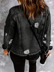 Fashion Holes Lapel Denim Jacket GKNF TSX 022