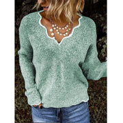 Plus Size V Neck Knits Long Sleeve Sweater GBLH 1910
