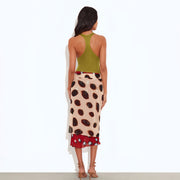 Irregular Polka Dot Print Long Skirt GYME K6J11415A
