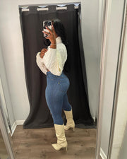 Knitted Long Sleeve Sweater Crop Top GDYF 6915
