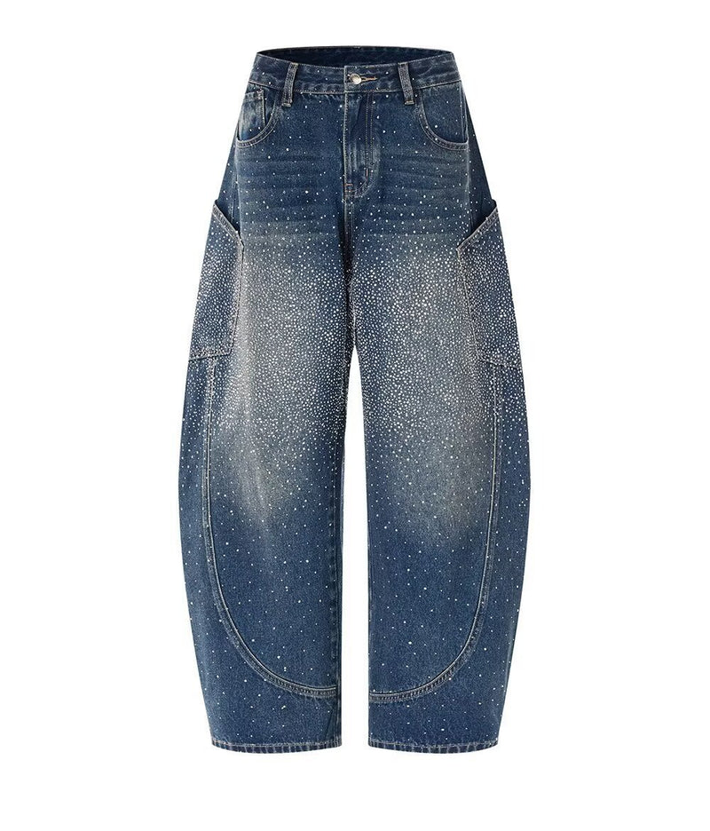 Plus Size Starry Sky Diamonds Loose Jeans GYLN 9081