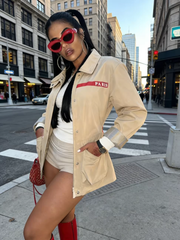 Fashion Letter Print Trench Coat GFCF 1260