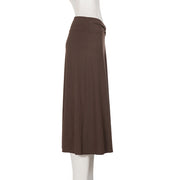 Solid Color Split Midi Skirt GPKJ MR48754