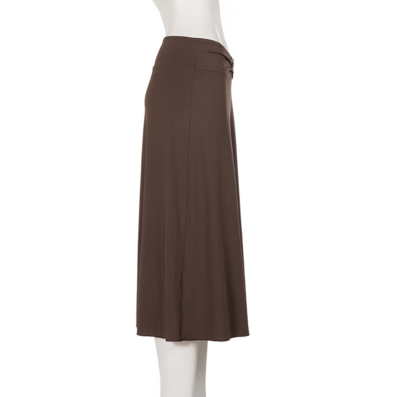 Solid Color Split Midi Skirt GPKJ MR48754