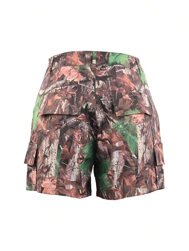 Camouflage Printed Patch Pocket Patchwork Shorts GSMJ S6963