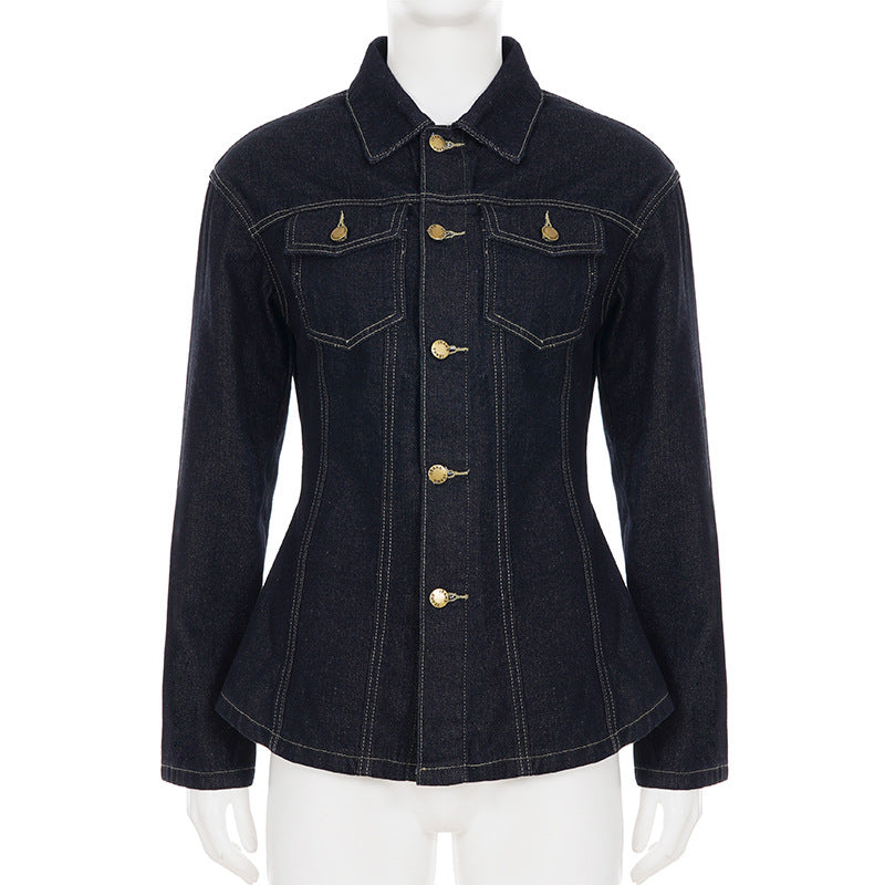 Long Sleeve Single Breasted Denim Shirt Jacket GPKJ MR38868