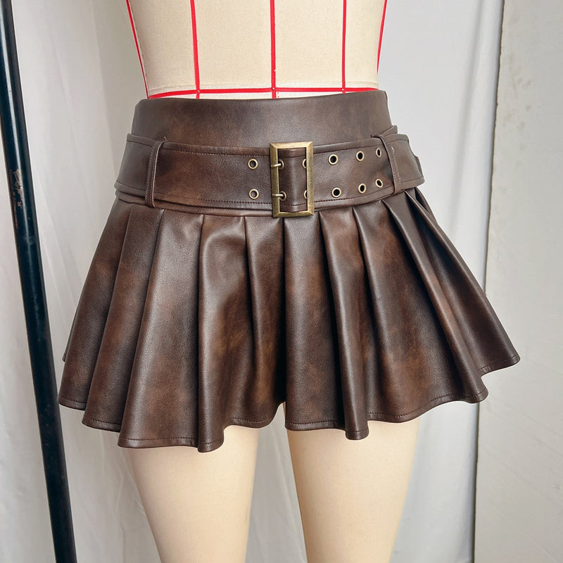 Sexy Pleated Patchwork Mini Skirt GPBY 8143