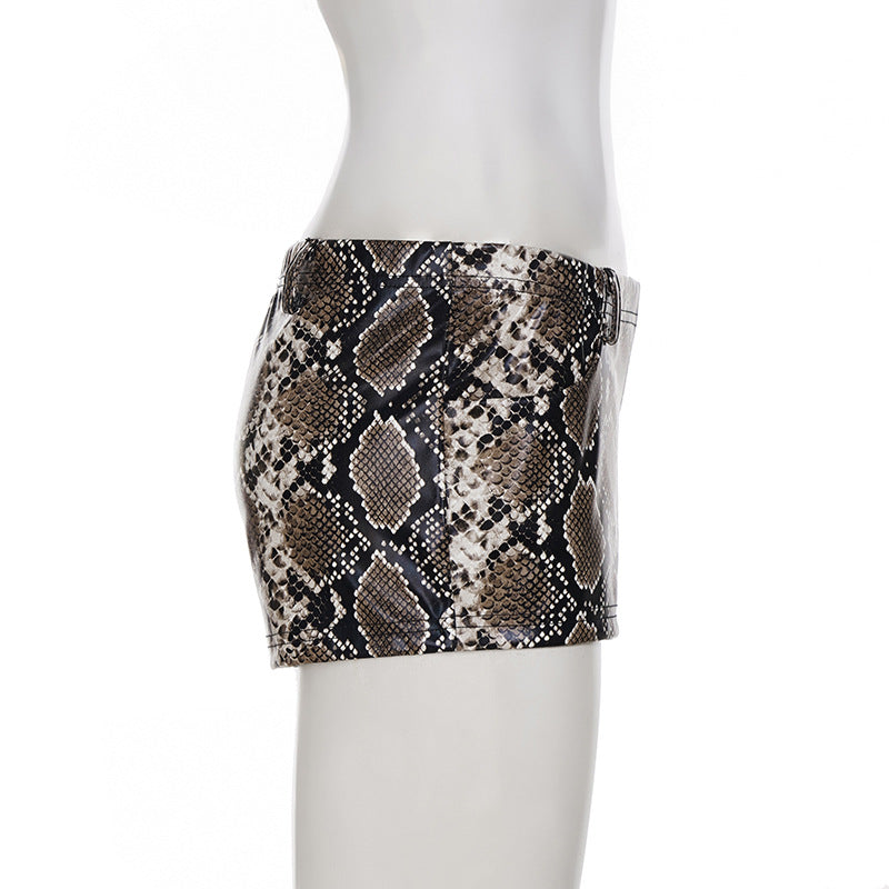 Snake Print Leather Shorts GPKJ MR45064