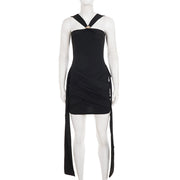 Hollow Out Patchwork Ruched Mini Dress GPKJ MR49852