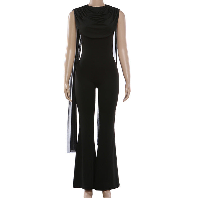 Mesh Sleeveless Ribbon Slim Jumpsuit GYME K25Q90612