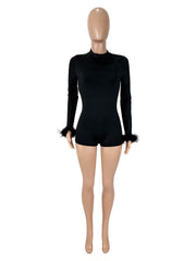 Backless Long Sleeve Tight Romper SHD 9580