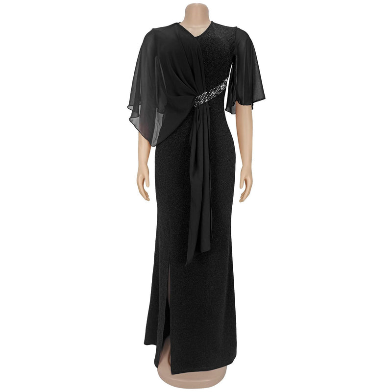Hot Drill Chiffon Slim Maxi Dress BY 7372