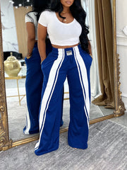 Contrast Color Casual Wide Leg Pants AIL 342