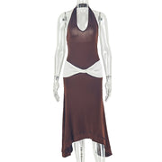 Color Block Ruched Sleeveless Maxi Dress GJYO JD305681