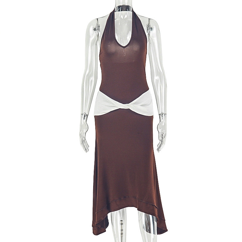 Color Block Ruched Sleeveless Maxi Dress GJYO JD305681