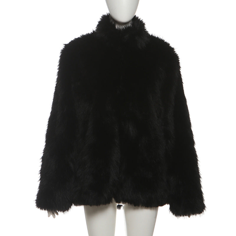 Long Sleeve Solid Color Plush Coat XEF K25C84302