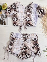 Sexy Short Sleeve High Waist Swimsuit Two Piece Set CSYZ B205W