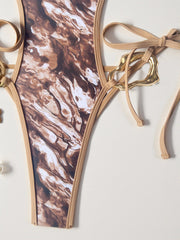 Sexy Print Tie Up Backless One Piece Swimsuit CASF 6808