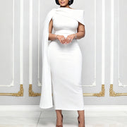 Plus Size Solid Color Slash Neck Maxi Dress GMLF 3380