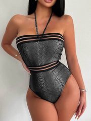 Halterneck Tie Up One Piece Swimsuit DYSC DY23A567YYB040413