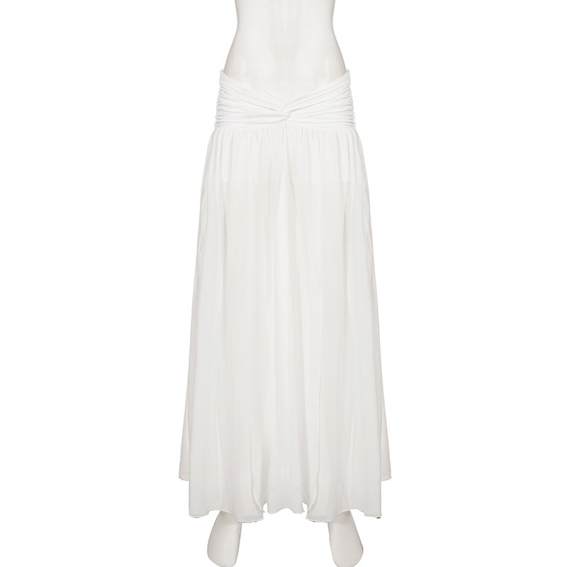 Chiffon Split Solid Color Long Skirt GPKJ MR49148