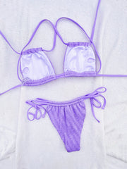 Solid Color Tie Up Two Piece Bikinis Swimsuit CASF 6613
