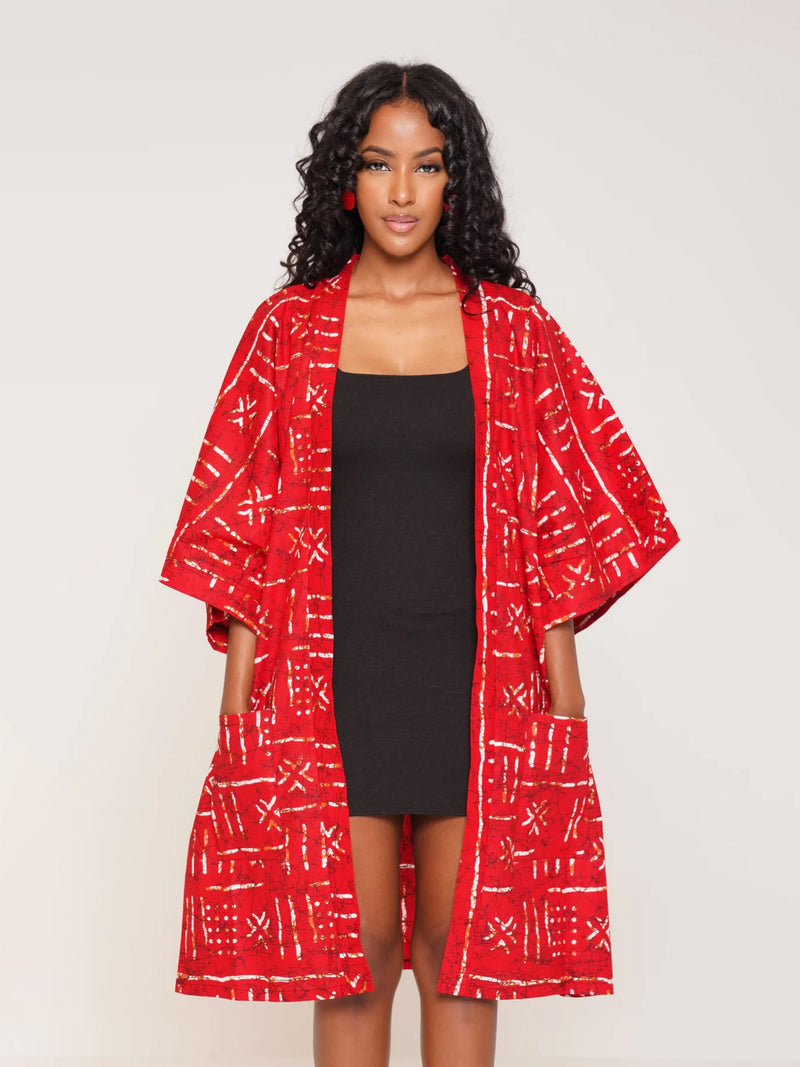 Printed Seven Split Sleeve Loose Cardigan Coat SFY 603