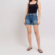 Solid Color Washed Denim Shorts GSMF GS8002