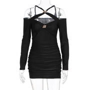 Long Sleeve Solid Color Mini Dress GWSD D1995105
