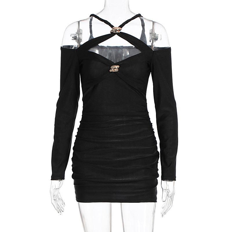 Long Sleeve Solid Color Mini Dress GWSD D1995105