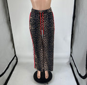 Leopard Print Patchwork Stripe Pants QXLB 10115