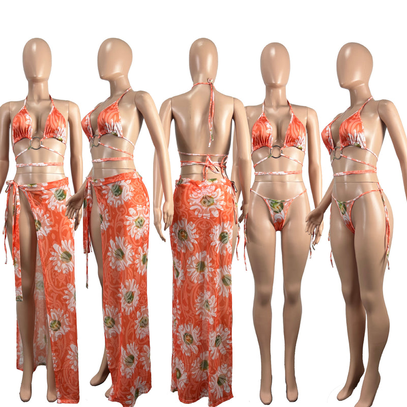 Sexy Print Bikinis Three Piece Set CHY 1363