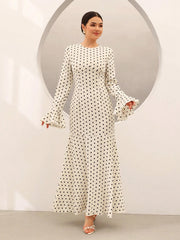 Polka Dot Print Long Sleeve Maxi Dress GSRX 986
