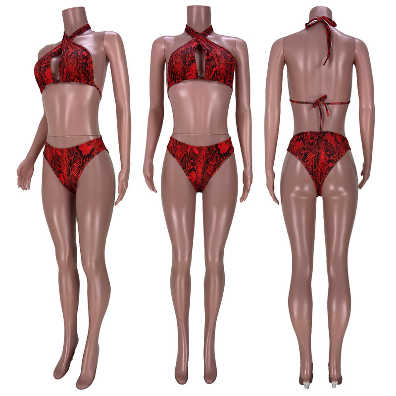 Sexy Snake Skin Print 2PCS Bikinis Set MDF 5226