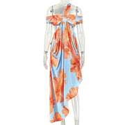Sexy Color Block Backless Print Maxi Dress GJYO JD305523