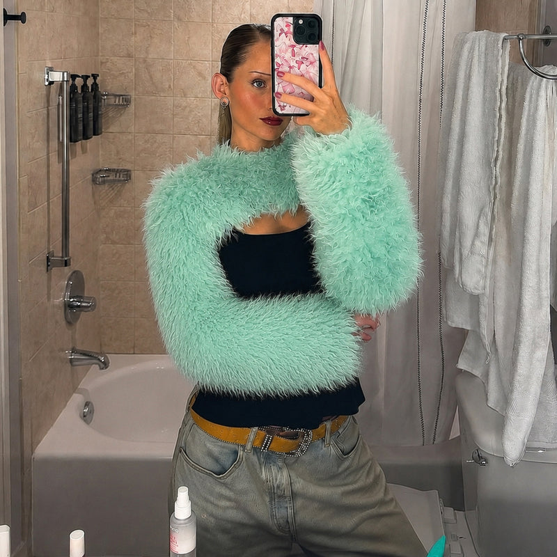 Furry Long Sleeve Ultra Short Jacket GPKJ MR51578