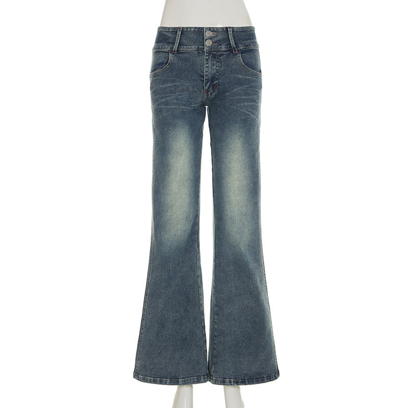 Vintage Low Rise Button Jeans GQLF 6666
