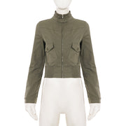 Solid Color Zipper Long Sleeve Jackets GPKJ MR51438