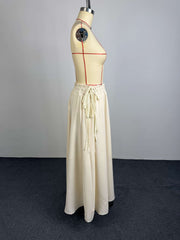 Solid Color Tie Up Long Skirt GCNE 75291