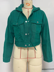 Drawstring Hooded Loose Fit Denim Jacket GZHY PD08566