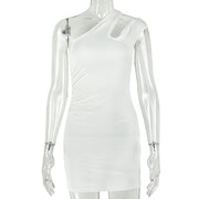 Slash Neck Solid Color Mini Dress GJYO JD305301