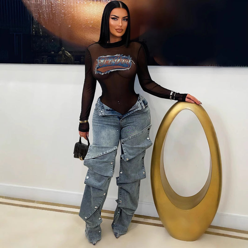 Removable Button Straight Jeans GXHF M81208