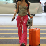 Letter Print Drawstring Sport Pants GPKJ MR49453