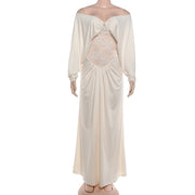 Lace Patchwork Long Sleeve Maxi Dress DLSF K6D14452A