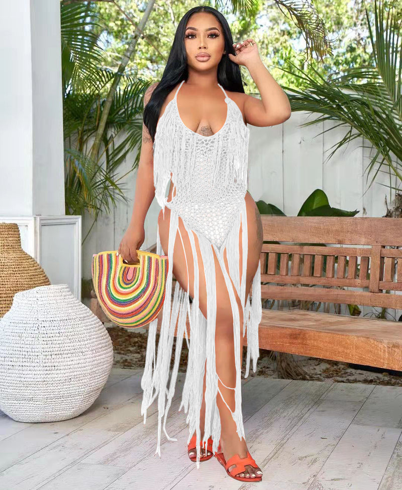 Sexy Knit Hollow Out Tassel One Piece Swimsuit TR 1205