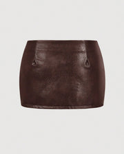 Retro PU Leather Mini Skirt GPBY 8139