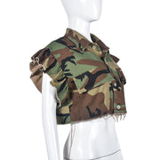 Camouflage Printed Ruffle Sleeve Jacket GNZD 9151TD
