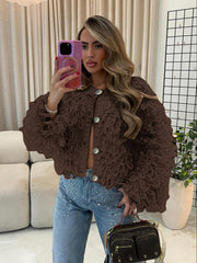 Knits Tassel Long Sleeve Button Coats GQNF F00121CM