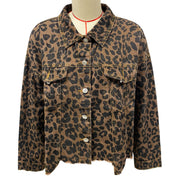Leopard Print Long Sleeve Denim Coats GSMF ZZP89263