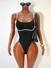 Solid Color Backless One Piece Swimsuit GHYX TXY5335